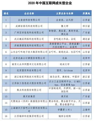 「2020年中國互聯網成長型企業20強」榜單揭曉,易搜集團成功上榜